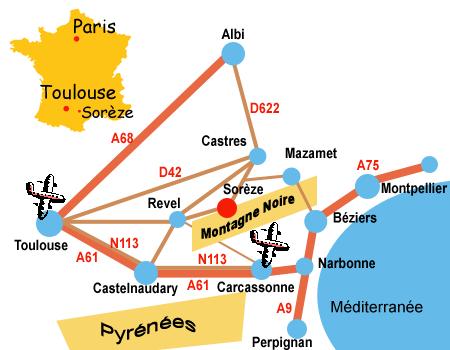 Location de chambres d'hotes et gîte originaux dans un ancien moulin à eau au pied de la montagne noire pour partager un endroit priviligié et la convivialité du pays